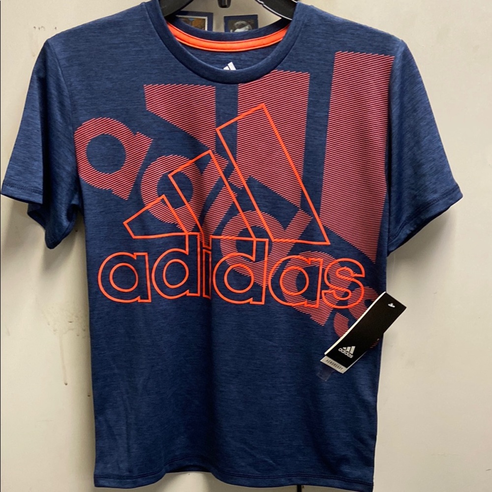 Adidas Blue and Red Graphic T-Shirt